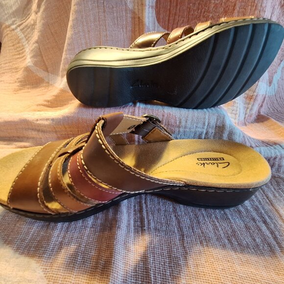 Clarks buckle sandal Tan and Red 8M - Picture 5 of 7